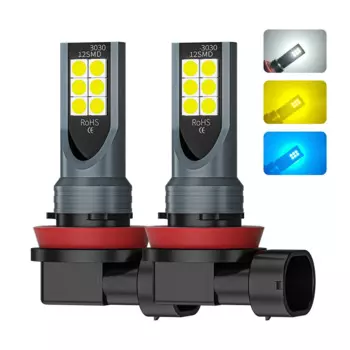 2x H8 H16 JP Led H11 9005 HB3 9006 HB4 3030 12SMD Автомобильные светодиодные противотуманные фары 6000K Белый Желтый Авто Лампа дневного света 1500LM