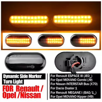2x светодиодные динамические поворотники, боковые габаритные огни для Renault Clio Trafic Kangoo Twigo Dacia Logan, Duster Nissan Interstar Primastar