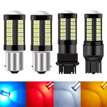 2X P21W Led 1156 BAYU15S PY21W T20 W21/5W 7443 P21/5W W21W автомобильная лампа 7440 BA15S BAY15D Автомобильные дневные ходовые огни, Белый светодиодный стоп светильник