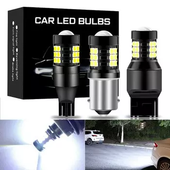 2X P21W led 1156 T20 W21/5W 7443 P21/5W 1500LM W21W автомобильная лампа 7440 BA15S BAY15D PY21W Автомобильные дневные ходовые огни, Белый светодиодный стоп-сигнал