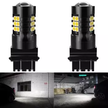 2x P27/7 Вт светодиодный Canbus 3157 3357 P27W T25 светодиодный лампы для Габаритные огни DRL Для 2011 и Пневматическая Пружина для джипа Grand Cherokee, янтарный DC12V