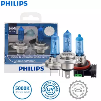 2 шт., галогенные лампы Philips H1 H4 H7 H8 H11 HB2 HB3 HB4 9003 9005 9006 12 В Diamond Vision 5000K