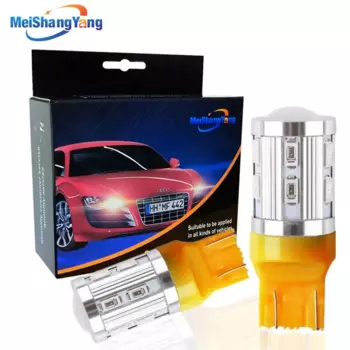 2x T20 7443 7440 светодиодный чип Cree 12 SMD автомобильный стоп-сигнал, указатель поворота, лампа W21/5 Вт W21W WY21W автомобильные лампы DRL 12 В Янтарный Желтый