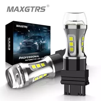 2x T25 3157 3057 P27/7W 18 светодиодов 3030 чипов 6000K белый красный желтый стоп-сигнал задний фонарь DRL Автомобильная задняя лампа объектив с проектором