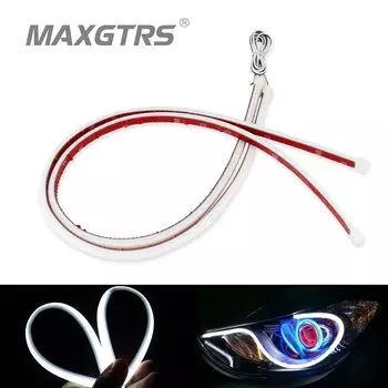 2x ультратонкие DRL 30, 45, 60 см, дневные ходовые огни, гибкая мягкая трубка, направляющая, автомобильная светодиодная лента, белый, красный, указатель поворота, желтый, водонепроницаемый