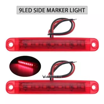 2x водонепроницаемый светодиодный фонарь для прицепа 12 В/24 В, красный 9 светодиодов SMD, габаритный фонарь для грузовика, боковые габаритные фонари для прицепов Camion Camper