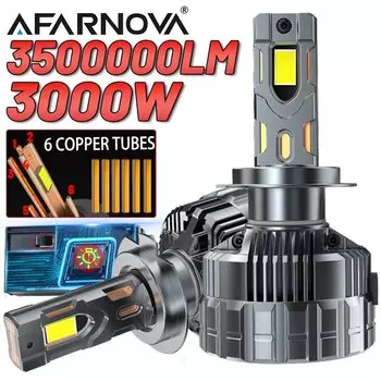 3000W H7 H4 H11 Светодиодные лампы для автомобильных фар Шесть медных трубок 3500000 LM 9980 CSP Canbus H1 H8 9005 HB3 9006 HB4 9012 HIR2 Турболампа