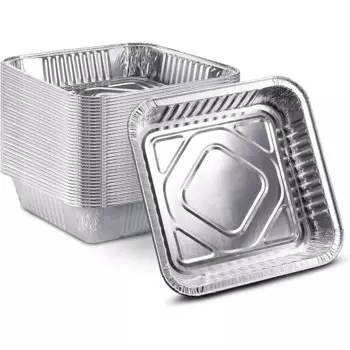 [300 упаковок — 8 x 8 дюймов] квадратные формы для выпечки тортов | Сверхмощные l Одноразовые банки из алюминиевой фольги l Портативные контейнеры для пищевых продуктов l