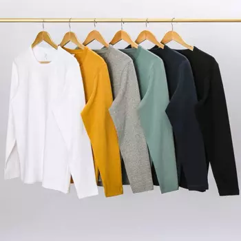 Тяжелая Однотонная футболка 300 г, Молодежная тонкая американская рубашка с длинным рукавом для мужчин