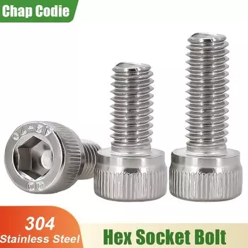 304 Stainless Steel Hex Socket Screw DIN912 Metal Machine Bolts M1.6 M2 M2.5 M3 M4 M5 M6 M8 M10 M12 M14 M16 Hexagonal Screws