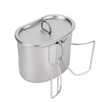 304 Stainless Steel Outdoor Double Ear Bowl Mess Kit US Military Wire Handle Canteen Backpacking Camping Lightweight Mess Tin