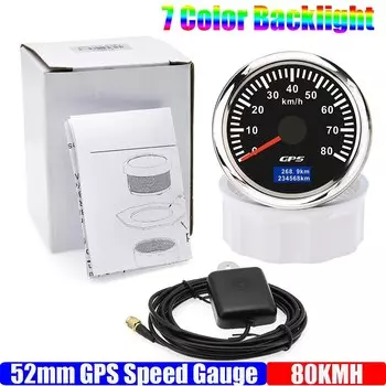 30-120KMH 52 мм GPS-спидометр с антенной 60KMH Измеритель скорости 7-цветная подсветка Одометр для автомобиля, морской лодки, 12V24V Custom