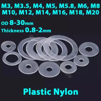 30-500 шт., M3 M3.5 M4 M5 - M20 Прозрачная нейлоновая прокладка Прозрачная круглая пластмассовая прокладка