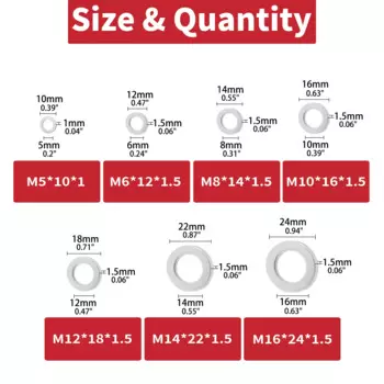 30/50/100 шт. алюминиевая плоская шайба, автомобильная метрическая пробка для слива масла, прокладки, гайки и болты, комплект металлических колец M5 M6 M8 M10 M12 M14 M16