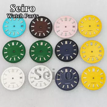 30.5MM Green Luminous NH35 Watch Dial Black Blue Green Gray Yellow Watch Accessories Parts for Nautilus Modified Replacements