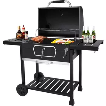 30-дюймовый угольный гриль Deluxe BBQ Smoker для пикника, кемпинга, внутреннего дворика, приготовления пищи, барбекю, черный большой кухонный обеденный бар
