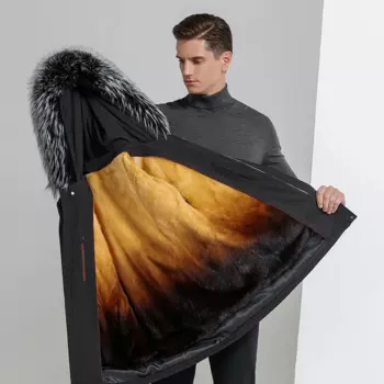 -30 градусов зимняя мужская парка с большим натуральным меховым воротником теплое пальто повседневная Толстая зимняя водонепроницаемая Меховая куртка Размер 4XL