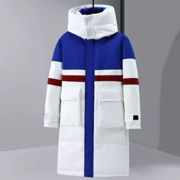 -30 ° Мужская зимняя теплая куртка, длинная парка, пальто, 90% белый утиный пух, мужская верхняя одежда, утепленная куртка, пальто с капюшоном