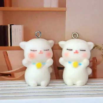 30 шт. 3D Kawaii флокированные Подвески в виде кота Мультяшные животные кошка полимерные Подвесные серьги брелоки Аксессуары для «сделай сам» поделки ювелирные изделия