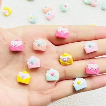 30 шт. новый смоляный мультяшный конверт на День святого Валентина с плоской спинкой, фигурка для скрапбукинга, сделай сам, декор с бантом, аксессуары, поделки A80