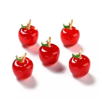 30Pcs Apple Lampwork Pendants Fruit Handmade Glass Charms for DIY Christmas Earrings Bracelet Necklace Jewelry Making 19x14mm