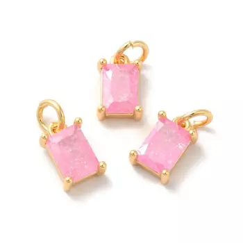 30Pcs Brass Micro Pave Cubic Zirconia Pendants 10x6x4mm Rectangle Charms for jewelry making DIY bracelet earring Crafts Decor