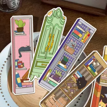 30pcs Cat Cabinet Bookmark Reading Pages Labeled School Stationary Supplies DIY Decorative Card Creative Gifts For Students
