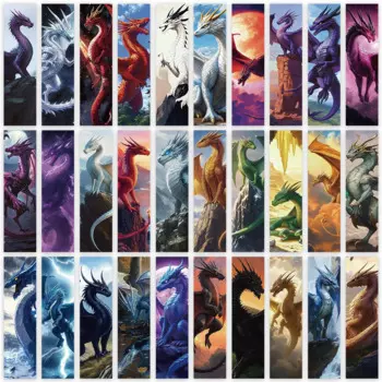 30pcs Fancy Aesthetic Western Dragons Paper Bookmarks DIY Students Readers Page Markers Office Library Page Marking