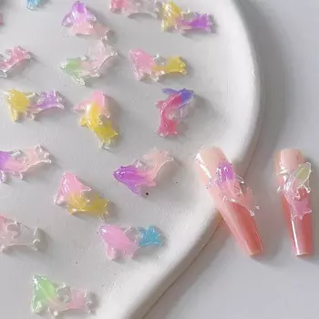 30PCS Gradient Luminous Koi Carp 3D Nail Art lucky Charms Glow In The Dark Manicure Nails Decoration Supplies Kawaii Accessories