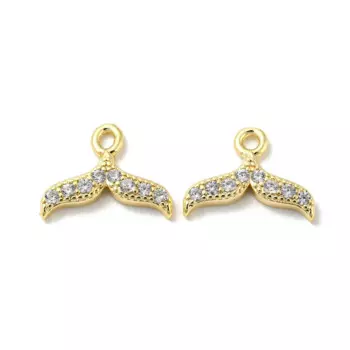 30pcs Metal Clear Cubic Zirconia Charms Fishtail Shape for Making DIY Jewelry Necklace Earring Bracelet Charm Supplies