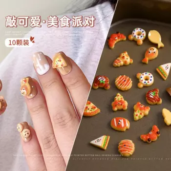 30pcs Mixed Design Resin Cartoon Cat Nail Charms 3D Summer Beach Colorful Nails Art Decorations DIY Manicure Design Accessories