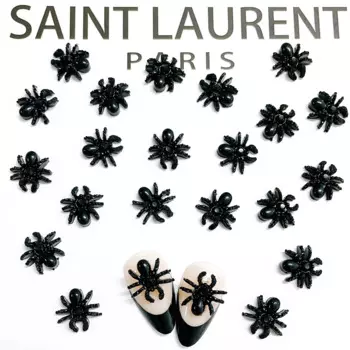 30pcs Nail Art Halloween Black Spider Charms Decoration 3D Alloy Funny Spider Nail Accessories For DIY Manicure Supplies Parts