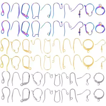 30pcs Rainbow Gold/Silver Color Metal Earring Materials DIY Stainless Steel Ear Hooks/Clasps For Jewelry Making Bulk Accessories