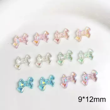 30PCS Unique Colored Ties Resin Nail Art Decorations Transparent Gradient Bows Nail Charms Accessories for DIY Manicure Designs