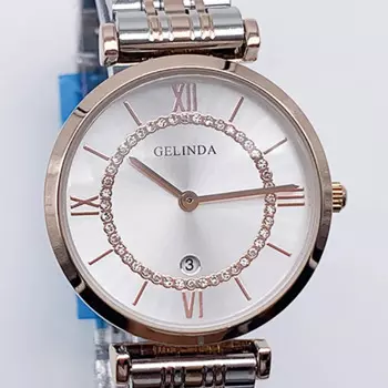 32 мм японские кварцевые высококачественные женские часы из нержавеющей стали 64 сверла розовое золото водонепроницаемые женские часы чехол ремешок