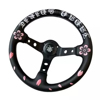 330 мм эксклюзивная голова призрака вишневого цветка на руль Suzuki Samurai японская культура глубокая тарелка с индивидуальным логотипом кожа