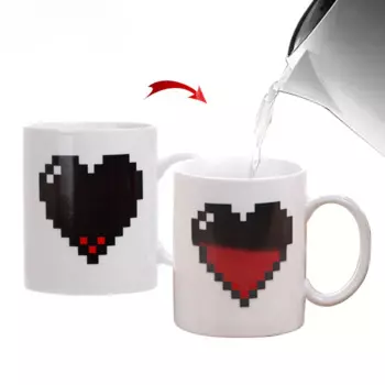 330ML Peach Heart Color-changing Ceramic Cup Novelty Magic Cup Creative Design Coffee Mug Valentine's Day Preferred Gift