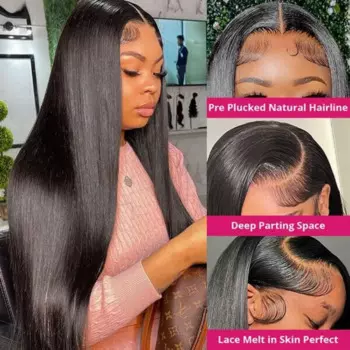 34-дюймовый 13x4 Прямой фронтальный парик Hd Lace Wig 13x6 Парик из натуральных волос на шнуровке 4x4 5x5 Парики с застежкой 360 Парики из натуральных волос на шнуровке