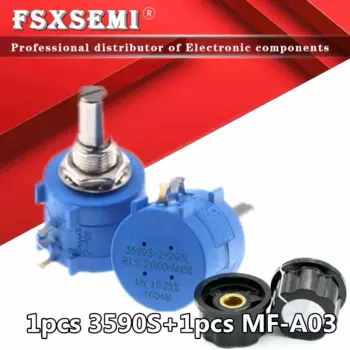 3590S-2 3590S 3590 Precision Multiturn Potentiometer 10 Ring Adjustable Resistor + 1pcs MF-A03 knob 500 1K 2K 5K 10K 20K 50K