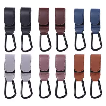 360 Degree Stroller Accessories Hanging Bags PU Leather Baby Bag Stroller Hook Cart Organizer Pram Hook Stroller Hooks Clips