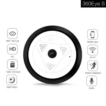360-градусная панорамная широкоугольная Wi-Fi IP-камера видеонаблюдения 1080P HD Беспроводная умная домашняя безопасность Цифровые камеры видеонаблюдение