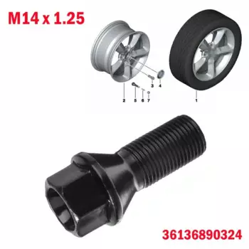 36136890324 для BMW колесная гайка гвоздик болт M14 X 1,25 ЧЕРНЫЙ F25 X3 E70 X5 комплектация: (Совместимость только для справки. Складки