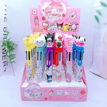 36 шт. шариковая ручка Sanrio, 6 цветов, Pachacco Cinnamoroll Kuromi Hellokitty, нейтральная ручка, школьные принадлежности, офисные принадлежности, оптовая продажа