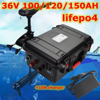 36 в 150 Ач 100 Ач 120 Ач LiFepo4 аккумулятор с BMS рыболовные лодки солнечная система мотор EV RV + зарядное устройство 10 А