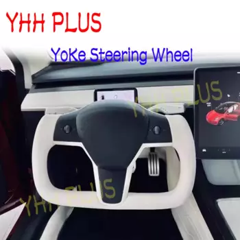 370MM YoKe Steering Wheel For Tesla Model 3/Y 2023 Accessories With Heated/Without Heating Auto Modification Interior Parts HOT