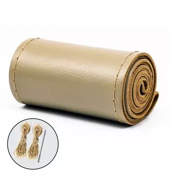 38CM 15Inches Настоящая воловья кожа оплетка на руль чехол на руль авто кожа автомобильные товары Сшитый вручную мягкий противоскользящий салон автомобиля