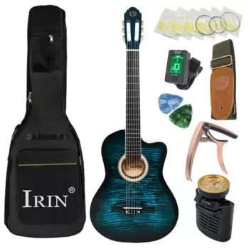 39 дюймов Классическая гитара синие 6 струн липа Классическая гитара с сумкой увлажнитель каподастр медиаторы детали и аксессуары