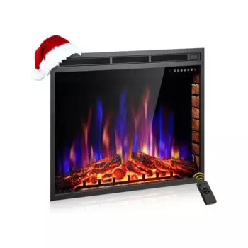 39 дюймовая вставка для электрического камина, электрический нагреватель с сенсорным экраном, цветное пламя и таймером, 750 Вт-1500 Вт и пульт дистанционного управления
