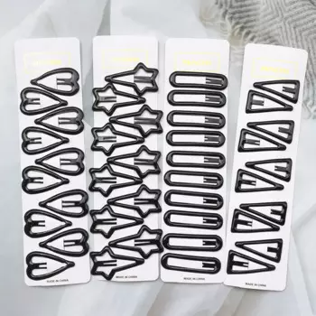 3/10Pcs Black Snap Hair Clips Barrettes For Women Girl Simple Sweet Hairpins Waterdrop BB Clips Barrette Kid Hair Accessories