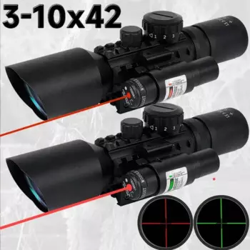 3-10X42 красный точечный лазерный прицел, прицел, красный, зеленый, с подсветкой, прицелы, прицелы для карбинов, ружья для рельсов 22/11 мм